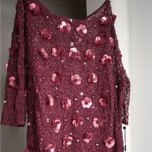 Adrianna Papell Long red sequined dress